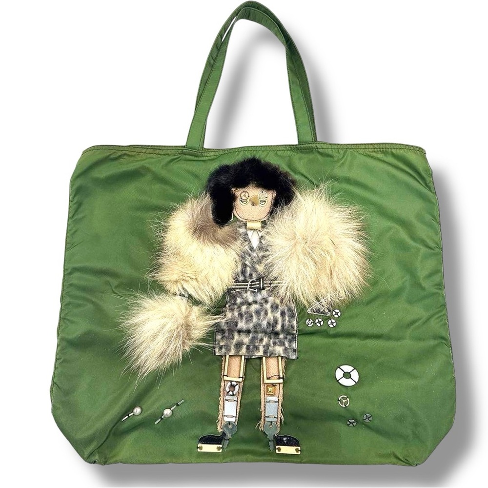 Black Prada Robot Tessutto Nylon Shopper Tote Bag Collectible LTD ED Unique Rare